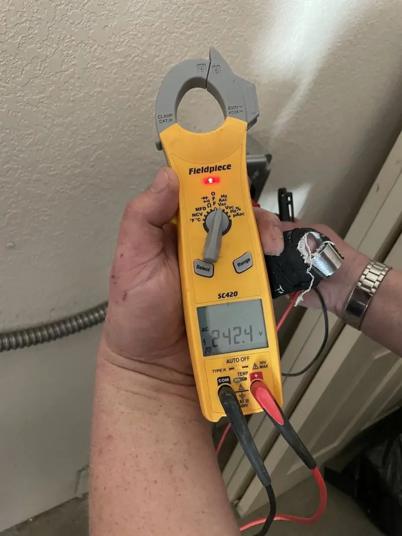 Voltage testing with clamp meter during Hot Tub / Pool Electrical Wiring in Jerseyville
